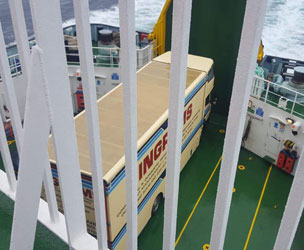 Ingram’s on the ferry, return journey from Harris, Outer Hebrides to The Isle of Skye