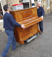 Redistriubtion of goods - piano donated to Durham station